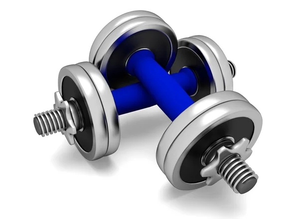 Two blue dumbbells — Stock Photo, Image