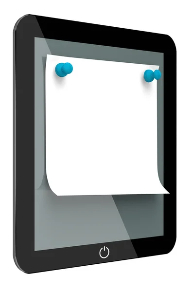 Digital Tablet och papper märka med pin — Stockfoto