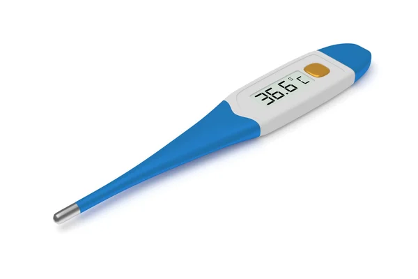 Digitale Thermometer op een witte achtergrond. 3D render — Stockfoto