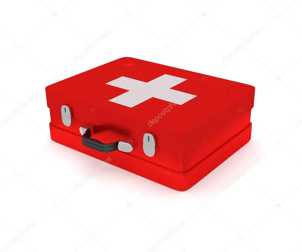 First aid kit on a white background. 3D render