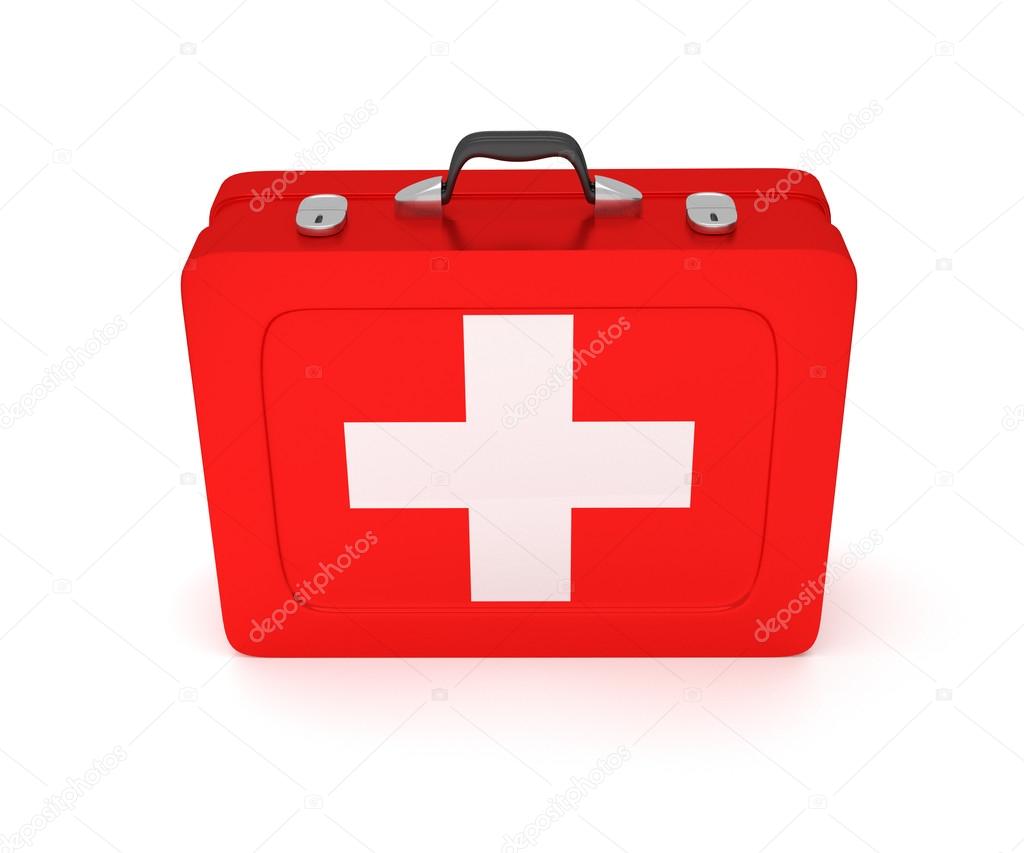 First aid kit on a white background. 3D render