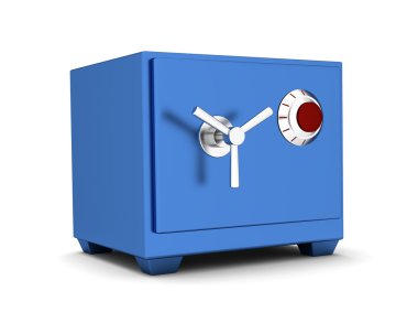 Emanet Kasası mavi renk beyaz zemin üzerinde. 3D render