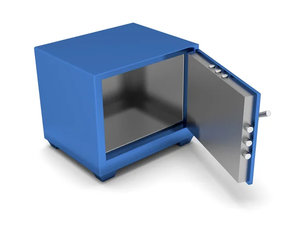 Safety Deposit Box blauwe kleur op een witte achtergrond. 3D render — Stockfoto