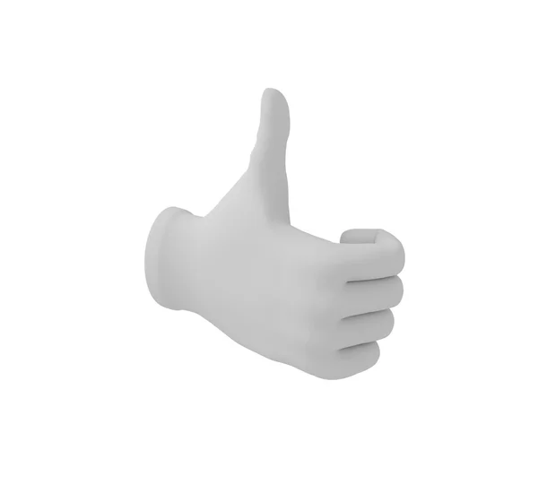 3D weiße menschliche Hand. Daumen hoch oder runter. weißer Hintergrund. — Stockfoto