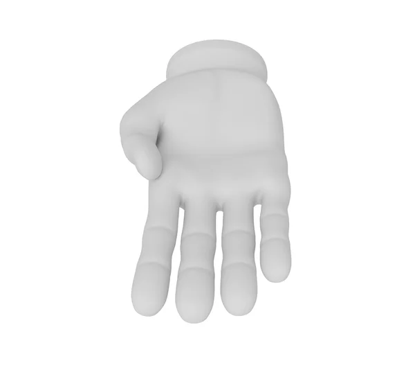 3d mão aberta humana branca. Fundo branco . — Fotografia de Stock
