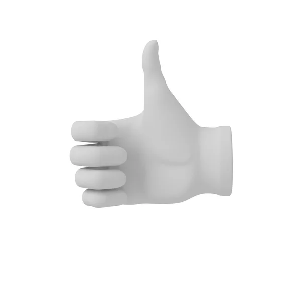 3D bílé lidská ruka. Palec nahoru nebo dolů. Bílé pozadí. — Stock fotografie