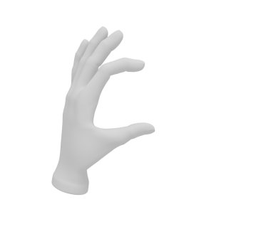 3D beyaz insan açık el bir kartta bulunur. Beyaz arka plan.