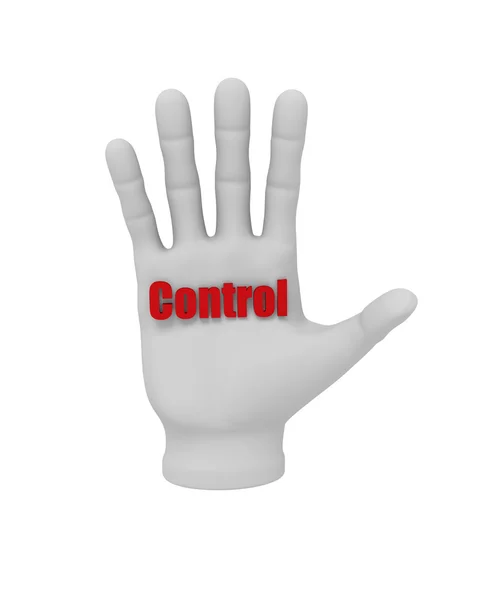 3d white human hand holding the word control 3d. White backgroun — Stock Photo, Image