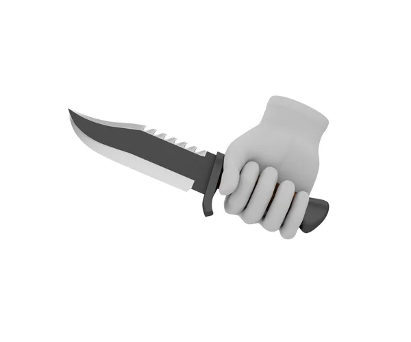 Mano en un guante blanco sosteniendo un cuchillo. 3D render. Fondo blanco —  Fotos de Stock