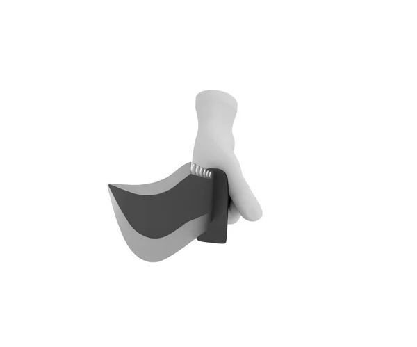 Hand in a white glove holding a knife. 3d render. White backgrou — Stockfoto