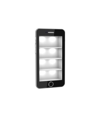 E-ticaret. Korumalı smartphone içinde online mağaza. 3D illustr