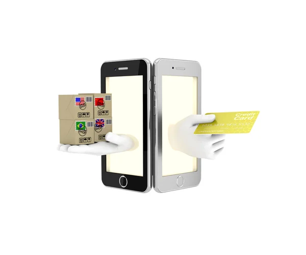 Internet trade in your phone. 3d illustration on a white backgro — Stock Photo, Image