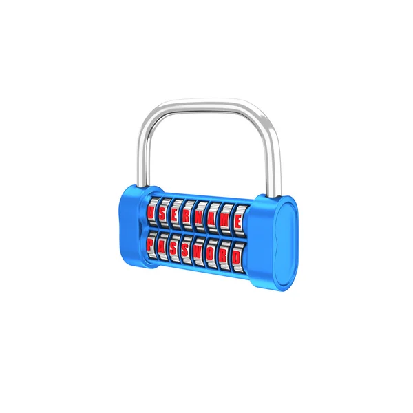 The padlock - username, password. 3d illustration on a white bac — Stock Photo, Image