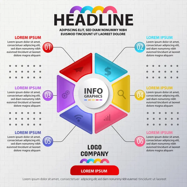 Infografik Vorlage Design Vektor Illustration Banner Geschäftskonzept Jahresrepor — Stockvektor