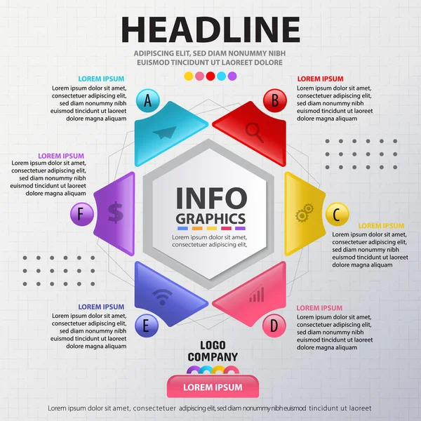 Infografik Vorlage Design Vektor Illustration Banner Geschäftskonzept Jahresrepor — Stockvektor