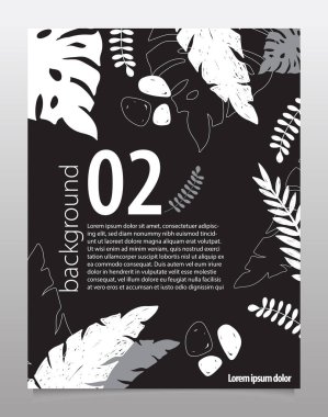 abstract Tropic minimal black and white background composition templates vector 