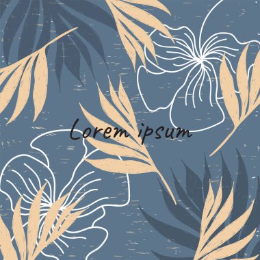 Modern soyut sanat afişi baskı sanat tasarımı çiçek yaprağı vazo kabı illüstrasyonu