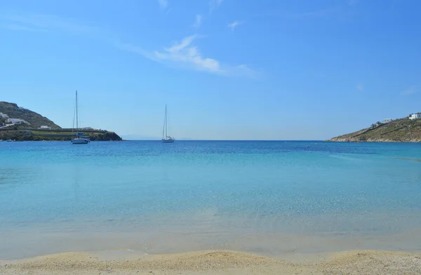 Piękne Niebieskie Turkusowe Wody Plaży Wyspach Koufonisia Grecja 2020 — Zdjęcie stockowe