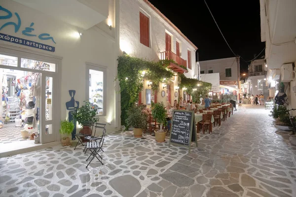 Raditional Narrow Street Chora Town Naxos Island Cyclades Greece — Stock Photo, Image