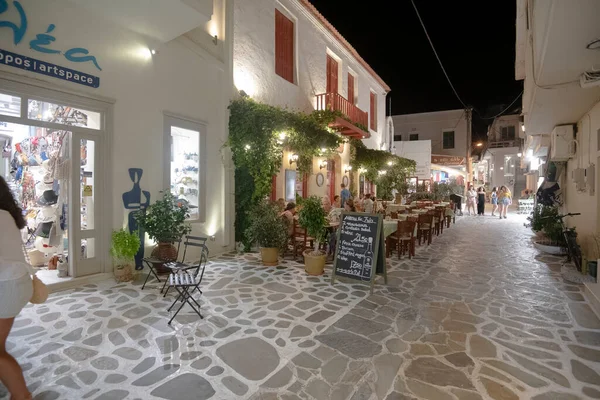 Raditional Narrow Street Chora Town Naxos Island Cyclades Greece — Stock Photo, Image