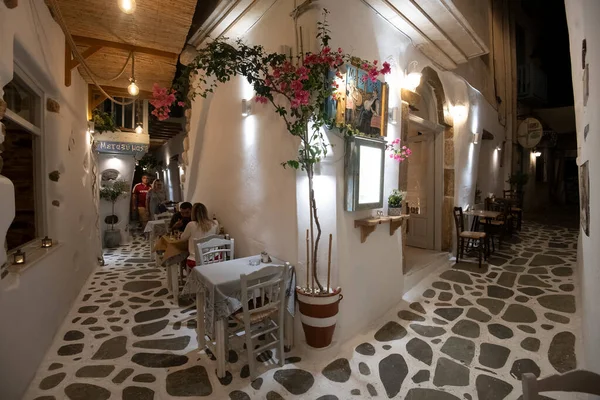 Raditional Narrow Street Chora Town Naxos Island Cyclades Grécia — Fotografia de Stock