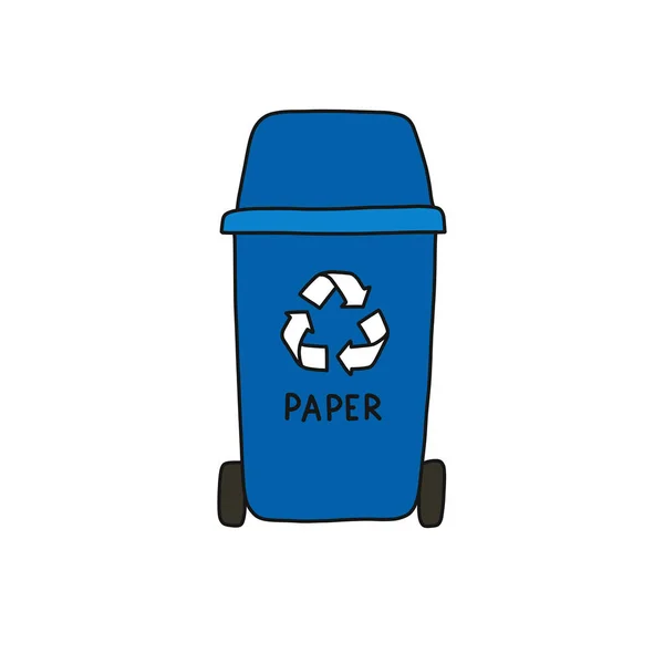 Recycling Mülleimer Papier Doodle Symbol Vektorillustration — Stockvektor