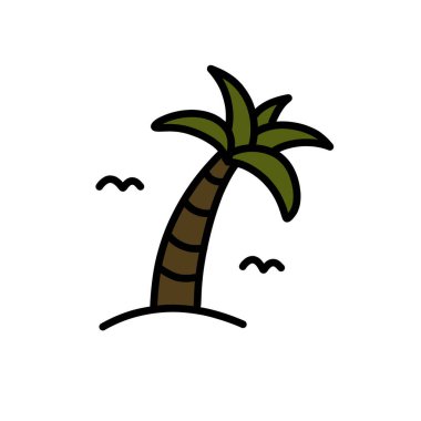 Palmiye karalama simgesi, vektör illüstrasyonu
