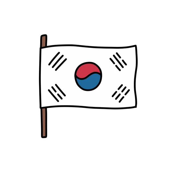 South Korea Flag Doodle Icon Vector Illustration — стоковий вектор