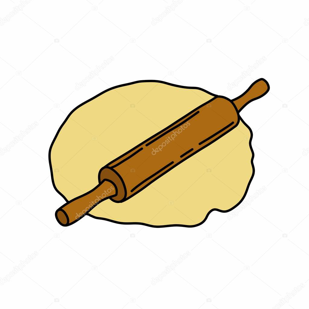 dough doodle icon, vector color illustration