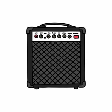 Gitar amplifikatörü karalama simgesi, vektör illüstrasyonu
