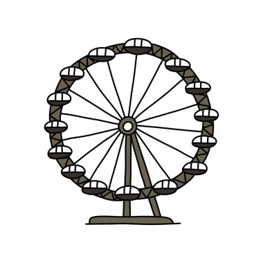 Dönme dolap karalama simgesi, vektör illüstrasyonu