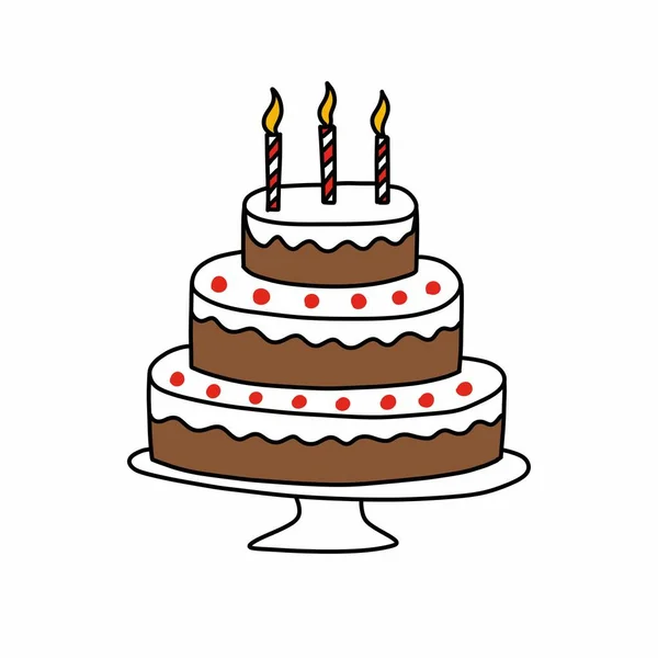 Ikona Tort Urodzinowy Doodle Wektor Ilustracja — Wektor stockowy