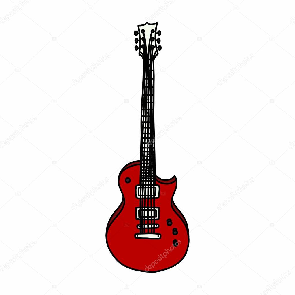 guitar doodle icon, vector illustration