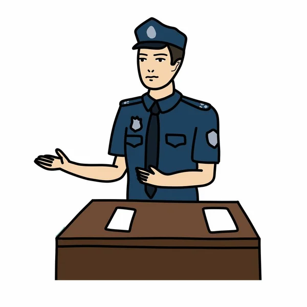 Icona Doodle Agente Polizia Illustrazione Vettoriale — Vettoriale Stock