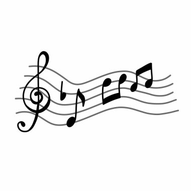 müzik notaları karalama simgesi, vektör illüstrasyonu