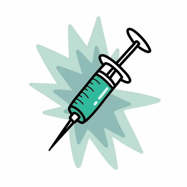 Ícone Doodle Vacina Ilustração Vetorial — Vetor de Stock