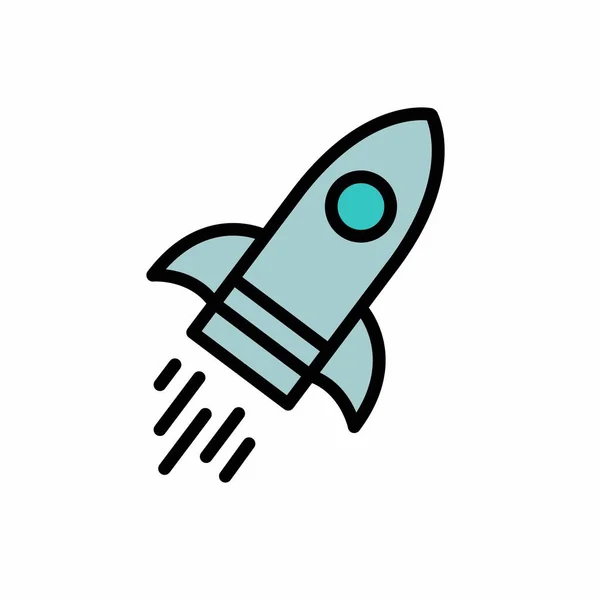 Línea Cohete Icono Ilustración Vectores — Vector de stock