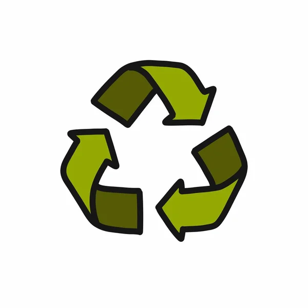 Σύμβολο Ανακύκλωσης Εικονίδιο Doodle Διανυσματική Απεικόνιση — Διανυσματικό Αρχείο