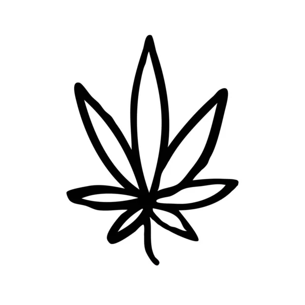 Marihuana Blad Doodle Icoon Vector Illustratie — Stockvector