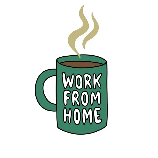 Kaffeetasse Arbeit Von Hause Aus Doodle Symbol Vektorillustration — Stockvektor