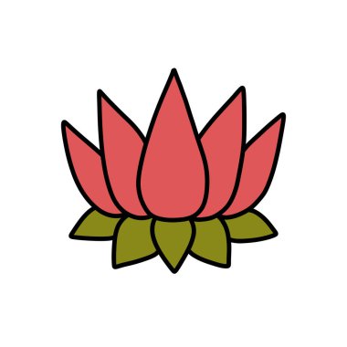 Nilüfer çiçeği karalama simgesi, vektör illüstrasyonu