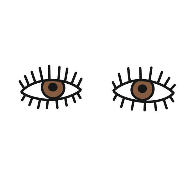 Eyes Doodle Icon Vector Illustration — Stock Vector