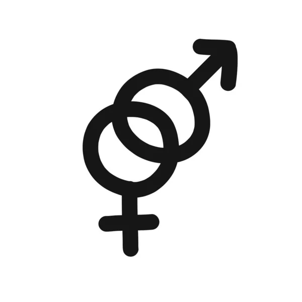 Simbolo Eterosessuale Icona Doodle Illustrazione Vettoriale — Vettoriale Stock