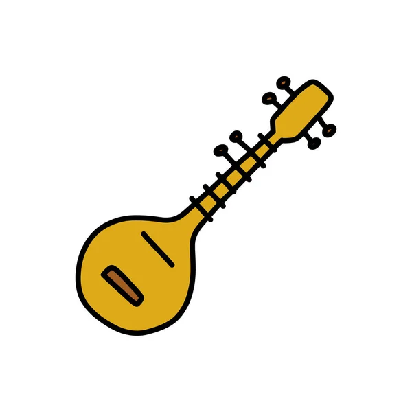 Sitar Doodle Icono Vector Ilustración — Archivo Imágenes Vectoriales