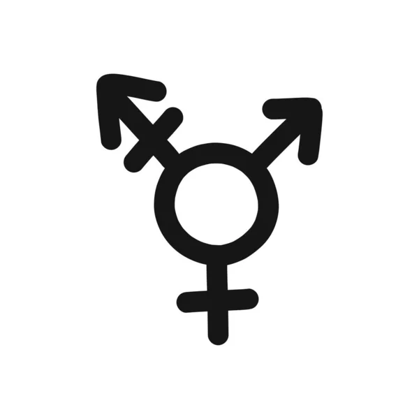 Transgender Symbool Doodle Icoon Vector Illustratie — Stockvector