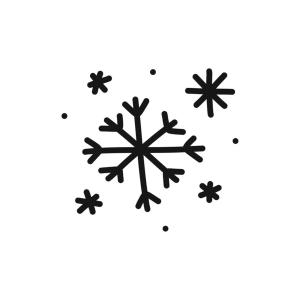 Ícone Doodle Floco Neve Ilustração Vetorial — Vetor de Stock