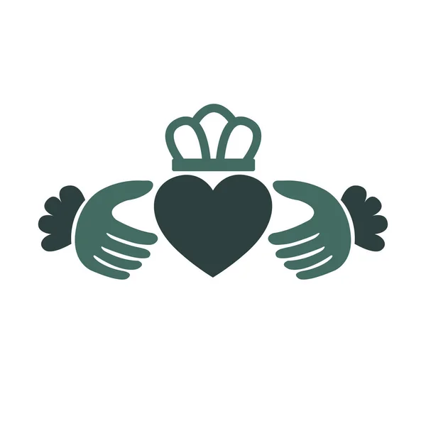 Claddagh Anillo Signo Icono Vector Color Ilustración — Vector de stock