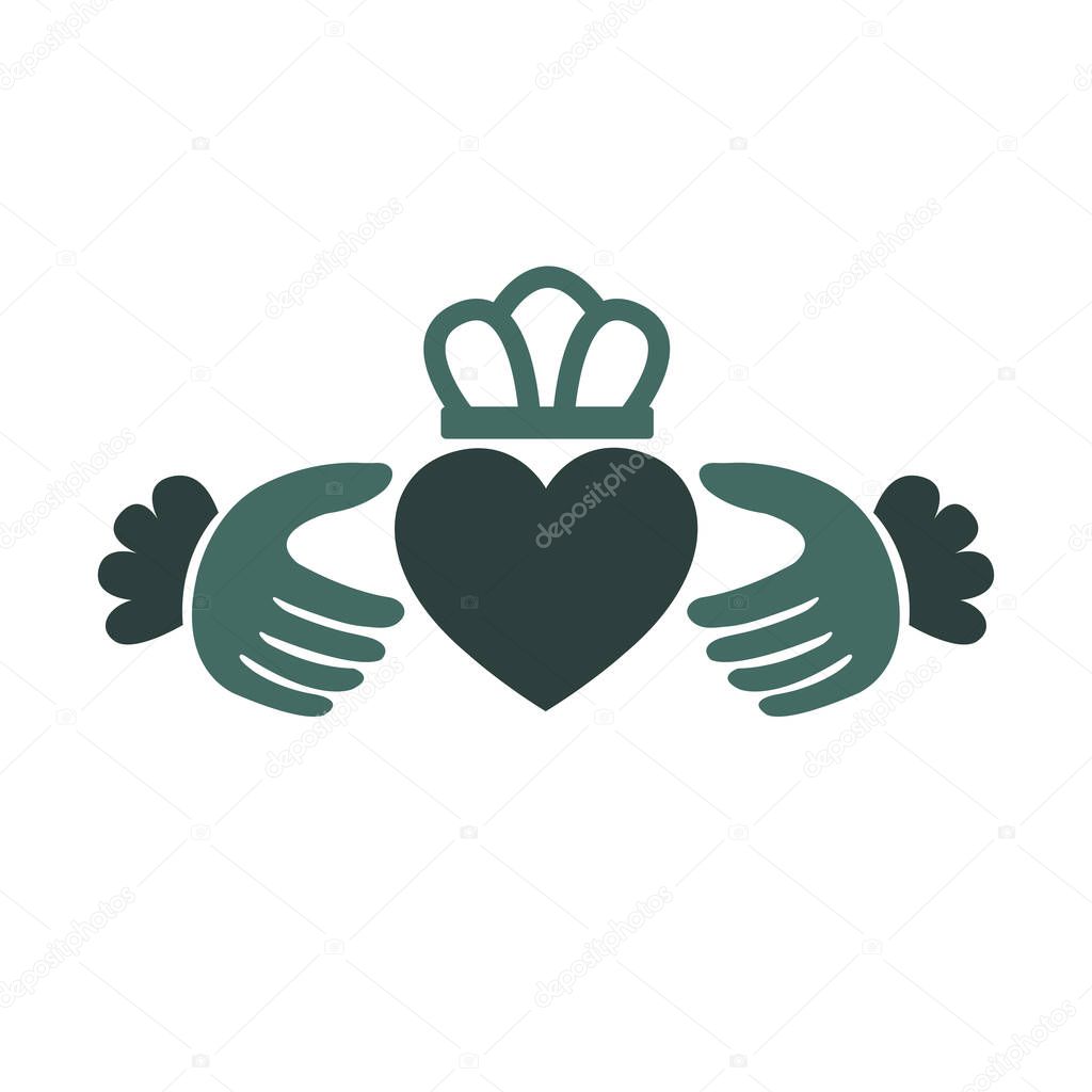claddagh ring sign icon, vector color illustration