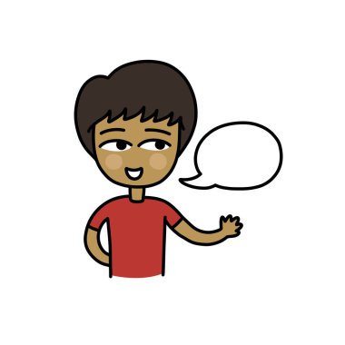 Erkek konuşan karalama simgesi, vektör illüstrasyonu