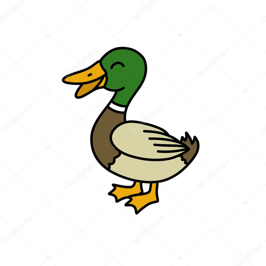 duck doodle icon, vector illustration